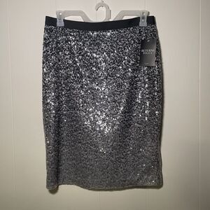 NWT PURE COLLECTION‎ - UK 16 SILVER GREY OMBRE SEQUIN SKIRT IMMACULATE